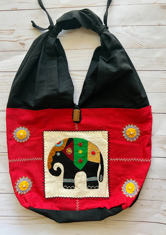 Hand embroidered handloom handbag