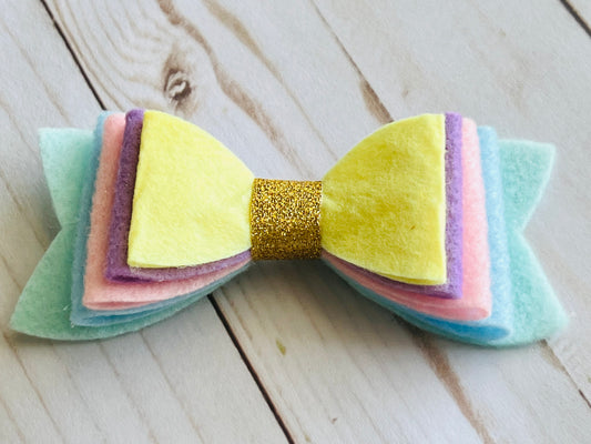 Pastel rainbow bow