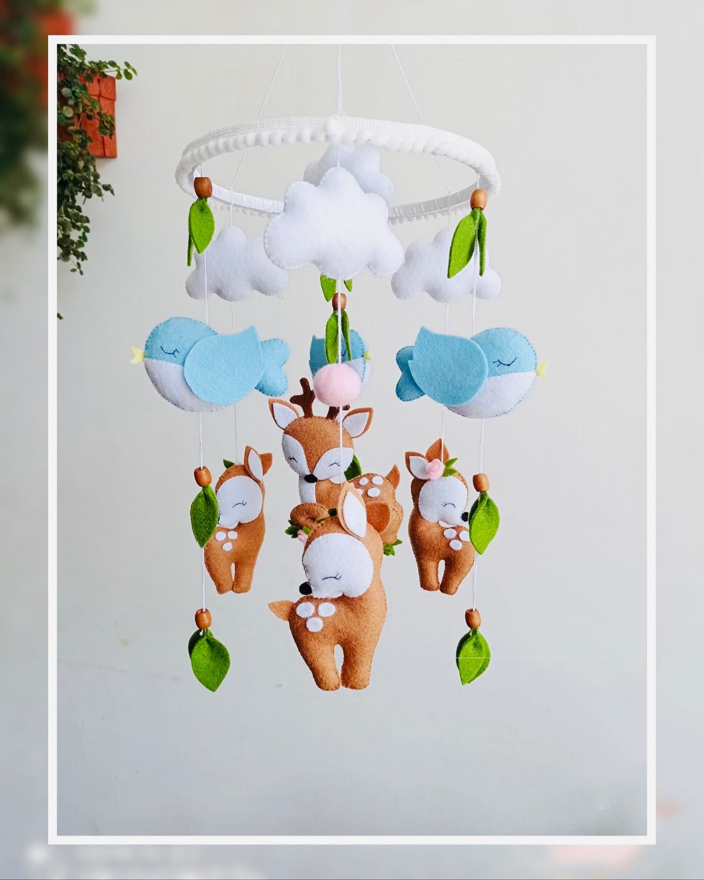 Woodland theme crib mobile / woodland nursery mobile / Felt Jungle nursery mobile / baby animal mobile / deer birds theme  / nursery mobile