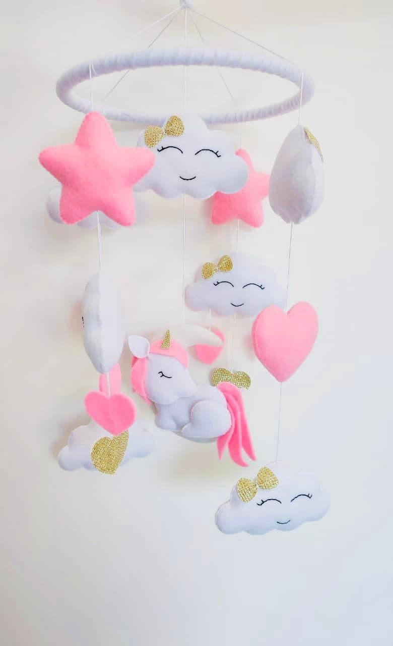 Unicorn Nursery, Unicorn mobile, Unicorn baby shower, Unicorn baby mobile, baby mobile, mobile Nursery, felt mobile, baby crib mobile girl,