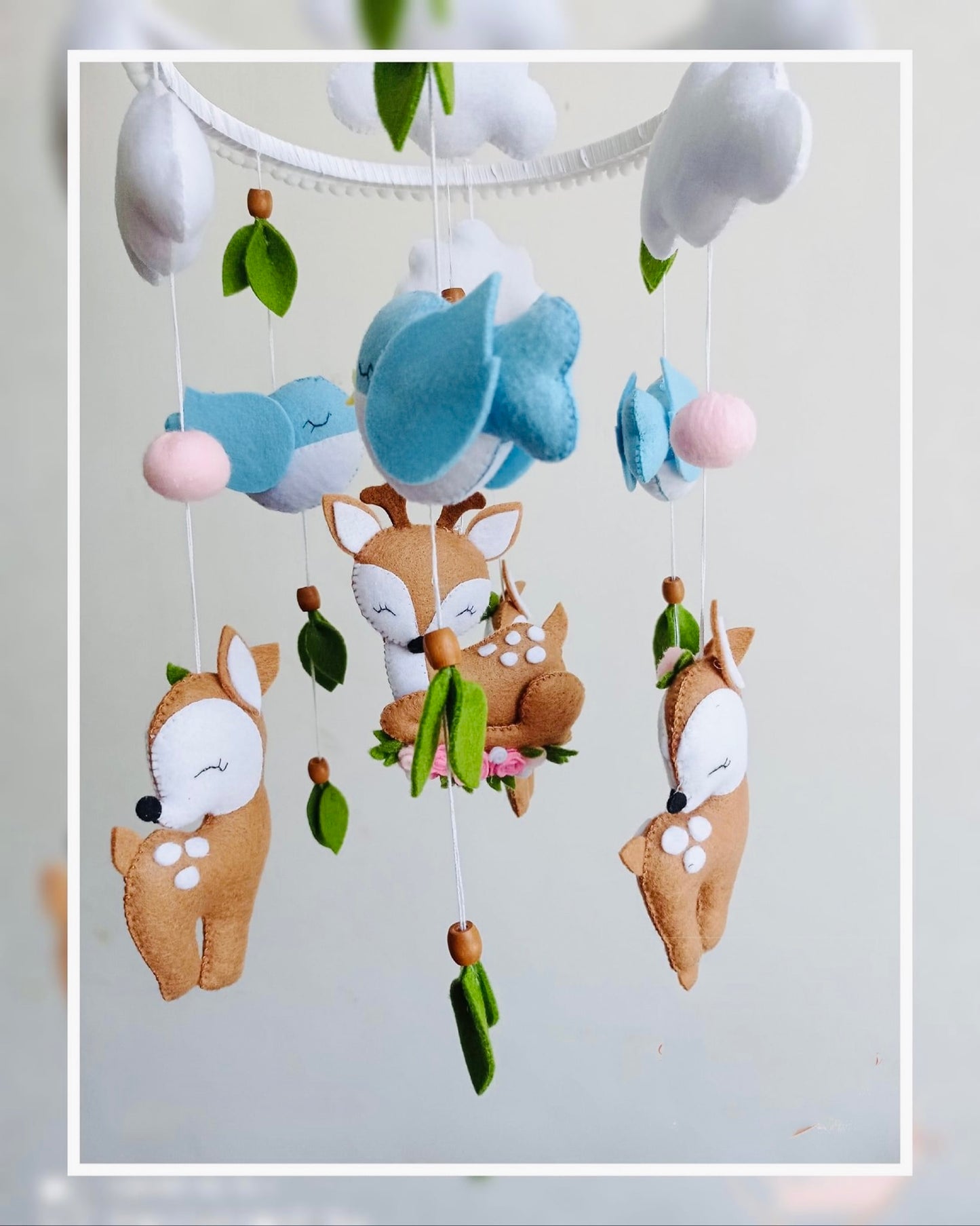 Woodland theme crib mobile / woodland nursery mobile / Felt Jungle nursery mobile / baby animal mobile / deer birds theme  / nursery mobile